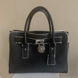 Michael Kors Hamilton Medium Specchio Black Leather Tote